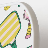 Preppy Roze Groen & Geel Pickleball Monogram Pickleball Paddle (Links Detail)