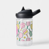 Preppy Roze Groen & Geel Pickleball Monogram Waterfles (Links)