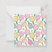 Preppy Roze Groen & Geel Pickleball Paddles Gift Notitiekaartje (Achterkant)