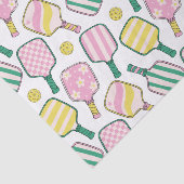 Preppy Roze Groen & Geel Pickleball Paddles Tissuepapier (Detail)
