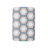 Preppy roze groen geometrisch patroon badmat (Voorkant Verticaal)