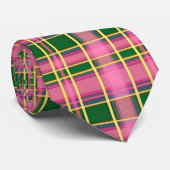 Preppy Roze & Groen Geruit Heren Zijden Stropdas (Opgerold)