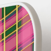 Preppy Roze & Groen Geruit Monogram Pickleball Paddle (Links Detail)