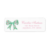 Preppy Roze & Groen Holly Bow retouradres Etiket (Voorkant)