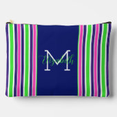 Preppy Roze Groen Navy Blauwe Streep Monogram Etui (Voorkant)