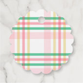 Preppy Roze & Groen Plaid Gelukkig Pasen Bedankjes Labels (Achterkant)