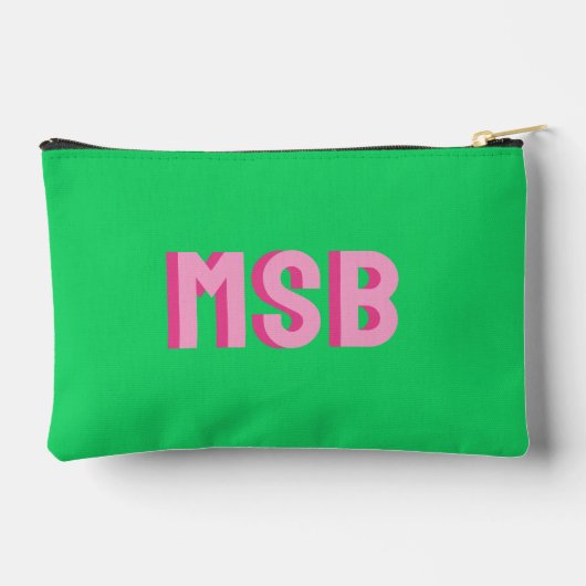 Preppy Roze Groen Schaduwblok Monogram, Aangepast Etui (Achterkant)