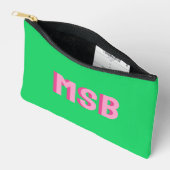 Preppy Roze Groen Schaduwblok Monogram, Aangepast Etui (Open)