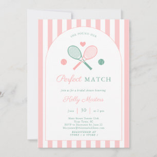 Preppy Roze Groene Boog Tennis Thema Bruidsdouche Kaart