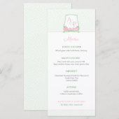 Preppy Roze Groene Couples Crest Wedding Shower Menu (Voorkant / Achterkant)