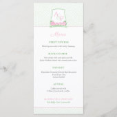 Preppy Roze Groene Couples Crest Wedding Shower Menu (Voorkant)