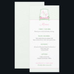 Preppy Roze Groene Couples Crest Wedding Shower Menu<br><div class="desc">Dit (en preppy) roze en groene menuontwerp kenmerkt mijn eigen illustraties van de waterverf (de crest en de banner van de waterverf). Hier getoond voor een Vrijgezellenfeest feest, maar met een kleine verandering, zou dit ontwerp prachtig werken voor een bruiloft ter gelegenheid van de herdenking van een bruiloft of een...</div>