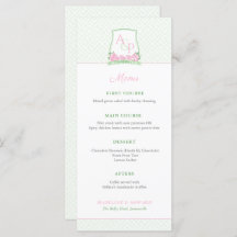 Preppy Roze Groene Couples Crest Wedding Shower