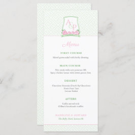 Preppy Roze Groene Couples Crest Wedding Shower Menu
