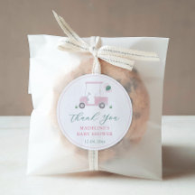 Preppy Roze Groene Golfkar Baby Meisje Shower Favo