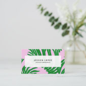 Preppy roze + groene handpalmen Professional Visitekaartje (Staand voorkant)