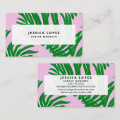 Preppy roze + groene handpalmen Professional Visitekaartje (Voorkant / Achterkant)