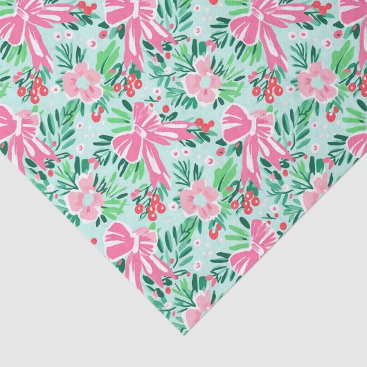 Preppy Roze & Groene Kerst Bogen & Garland Tissuepapier (Detail)