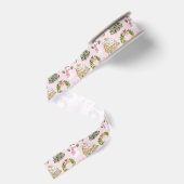 Preppy Roze & Groene Kerst Grosgrain Lint (Achterkant)