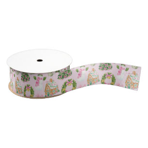 Preppy Roze & Groene Kerst Grosgrain Lint