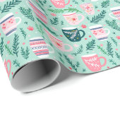 Preppy Roze & Groene Kerst Mokken Cadeaupapier (Rol Hoek)