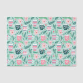 Preppy Roze & Groene Kerst Mokken Tissuepapier (Voorkant)