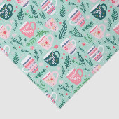 Preppy Roze & Groene Kerst Mokken Tissuepapier (Detail)