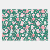 Preppy Roze & Groene Kerst Mokken Truien & Petten Inpakpapier Vel (Voorkant 3)