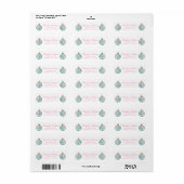 Preppy Roze & Groene Kerst Ornament Adres Etiket (Full Sheet)
