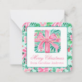 Preppy Roze & Groene Kerst Present Behuizing Notitiekaartje (Voorkant)