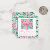 Preppy Roze & Groene Kerst Present Behuizing Notitiekaartje (Voorkant / Achterkant in situ)