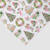 Preppy Roze & Groene Kerst Tissuepapier (Detail)