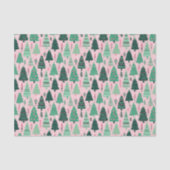 Preppy roze & groene kerstbomen tissuepapier (Voorkant)