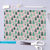 Preppy roze & groene kerstbomen tissuepapier (Craft)