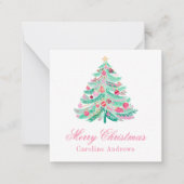 Preppy Roze & Groene Kerstboom Gift Enclosure Notitiekaartje (Voorkant)
