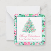Preppy Roze & Groene Kerstboom Gift Enclosure Notitiekaartje (Voorkant)