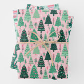 Preppy Roze & Groene Kerstboom Mok & Sweater Inpakpapier Vel (In situ)