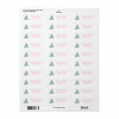 Preppy roze & groene kerstboom retouradres etiket (Full Sheet)