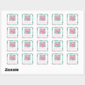 Preppy Roze & Groene Kerstcadeau Cadeau Vierkante Sticker (Vel)