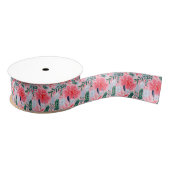 Preppy Roze & Groene Kerstmis Poinsettias Grosgrain Lint (Spoel)