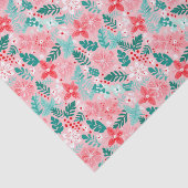 Preppy Roze & Groene Kerstmis Poinsettias Tissuepapier (Detail)