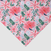 Preppy Roze & Groene Kerstmis Poinsettias Tissuepapier (Detail)