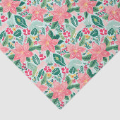 Preppy Roze & Groene Kerstmis Poinsettias Tissuepapier (Detail)