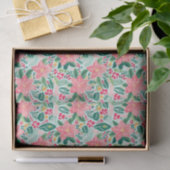 Preppy Roze & Groene Kerstmis Poinsettias Tissuepapier (Geschenk)
