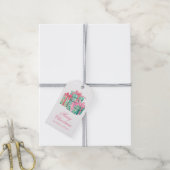 Preppy Roze & Groene Kerstmis Verpakte Cadeaus Cadeaulabel (Met Touw)