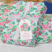 Preppy Roze & Groene Kerstmis Verpakte Cadeaus Cadeaulabel
