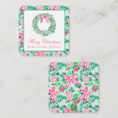 Preppy Roze & Groene Kerstmiskrans Behuizing Notitiekaartje (Voorkant / Achterkant)