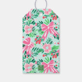 Preppy Roze & Groene Kerstmiskransdeur Cadeaulabel (Achterkant)