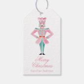 Preppy Roze & Groene Kerstmisnotenkraker Cadeaulabel (Voorkant)