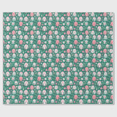 Preppy Roze & Groene Lelijke Kersttruien Cadeaupapier (Vlak)